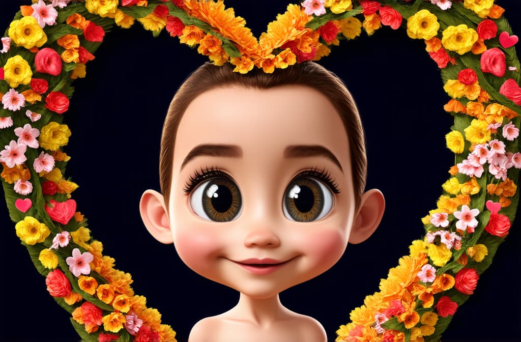  big head, big eyes, caricature, a caricature, rendering, (figurativism:0.8), mothers with babies, mothers admiring their babies, flowers in the shape of hearts around ar 3:2, epic realistic, pixar style, disney, (cycles render:1.3), caustics, (glossy:0.58), (artstation:0.2), cute