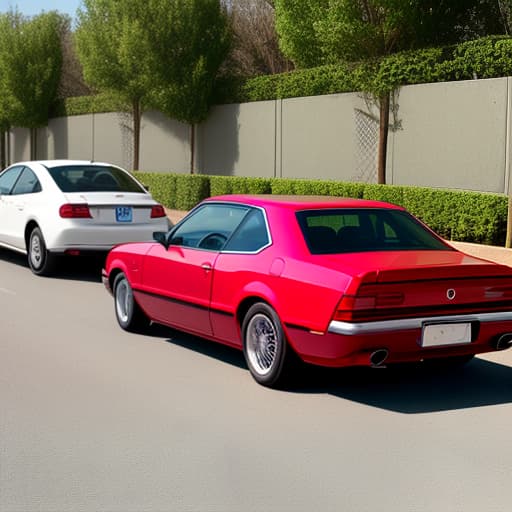  Two cars. Car behind car.