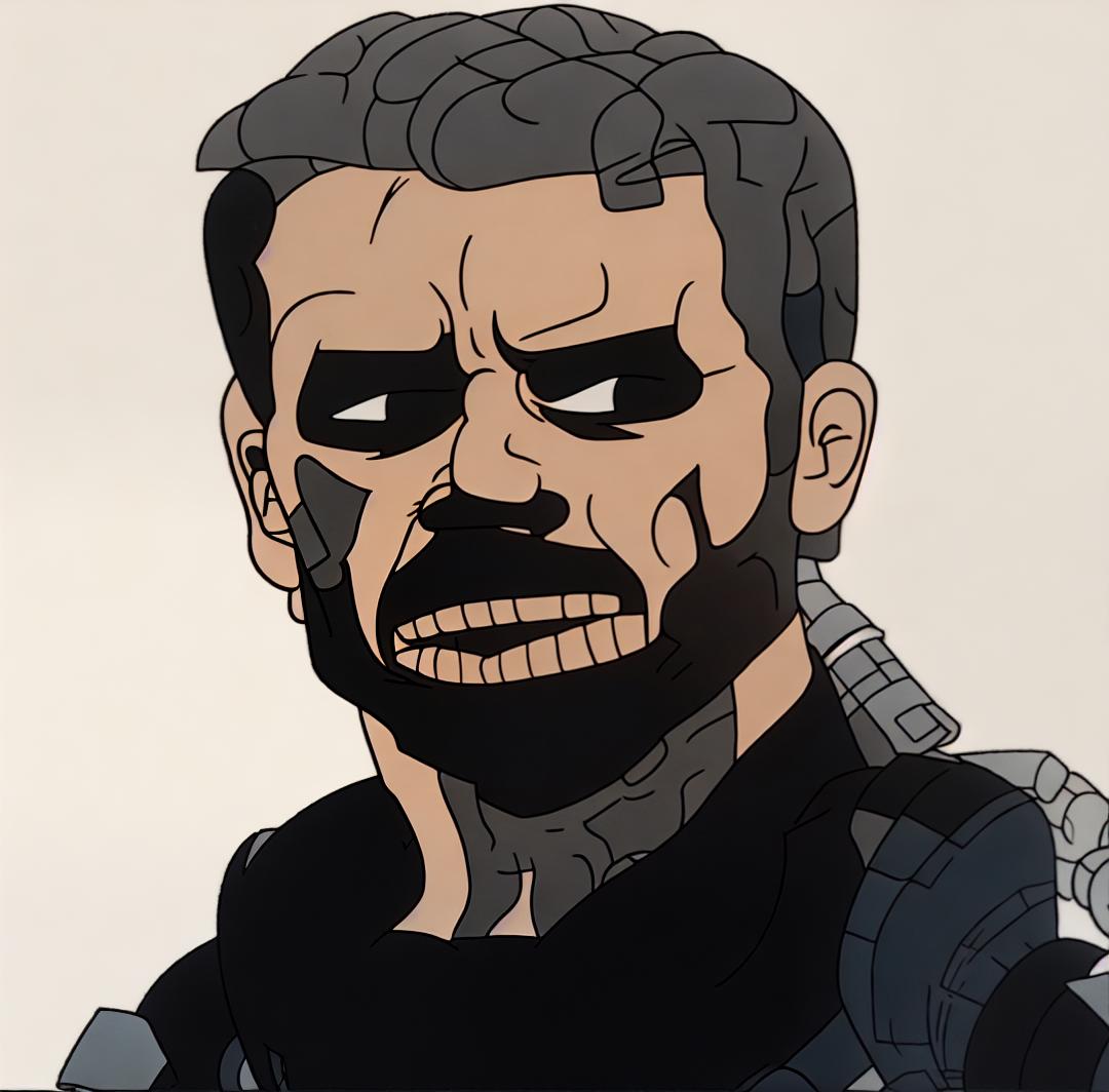  jason clarke as marvel's the punisher drawn in the style of steven universe cartoon