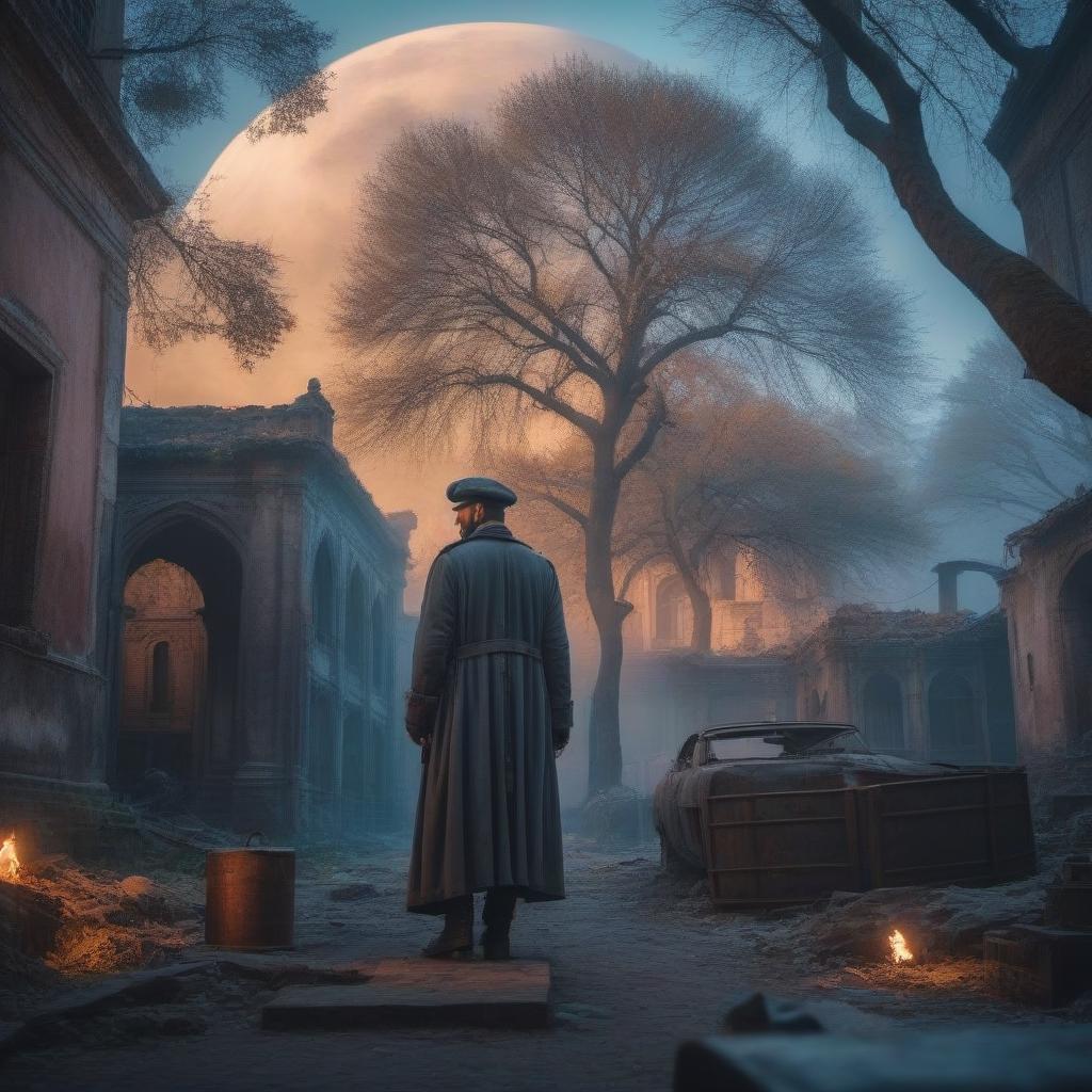  The old abandoned city hyperrealistic, full body, detailed clothing, highly detailed, cinematic lighting, stunningly beautiful, intricate, sharp focus, f/1. 8, 85mm, (centered image composition), (professionally color graded), ((bright soft diffused light)), volumetric fog, trending on instagram, trending on tumblr, HDR 4K, 8K