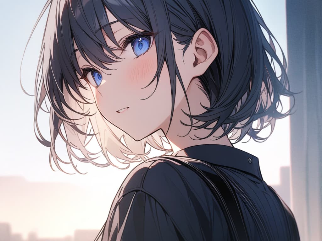  black shirt, handsome boy, dark blue short hair, blue eyes, masterpiece, best quality,8k,ultra detailed,high resolution,an extremely delicate and beautiful,hyper detail