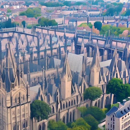  gothic buildings from a bird's eye view