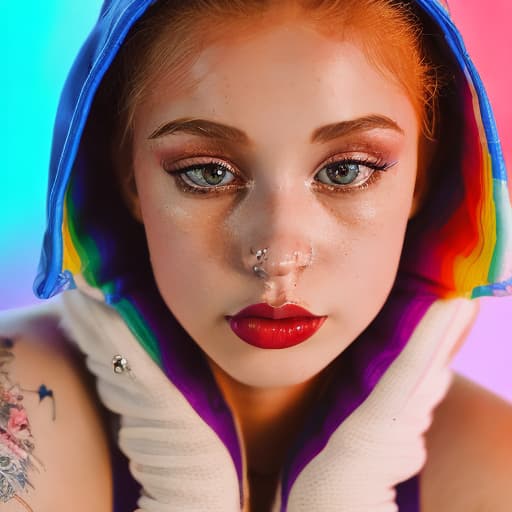 portrait+ style Russian LGBT queer tiktok personality blonde female face