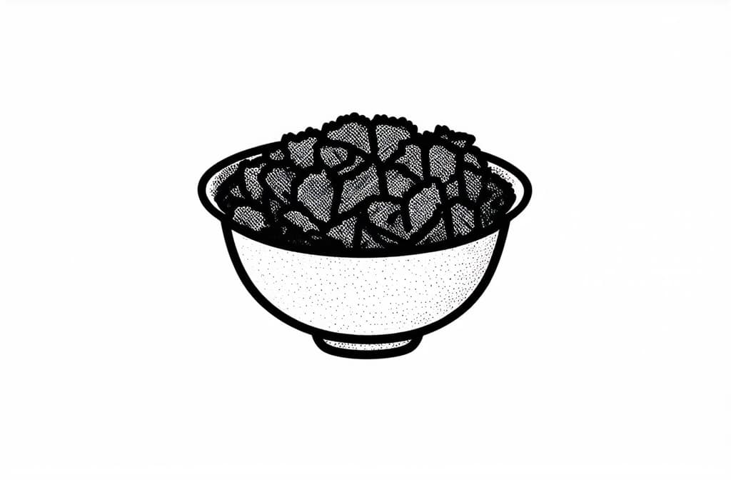  contour, very simple image in one unbroken black ink line, single line of salad bowl, engraving illustration, icon isolated on white background ar 3:2 using a single continuous black line ink brushon white background, drawing should be created without lifting the pen, recognizable features of salad bowl, engraving illustration, icon isolated on white background ar 3:2 in one unbroken line