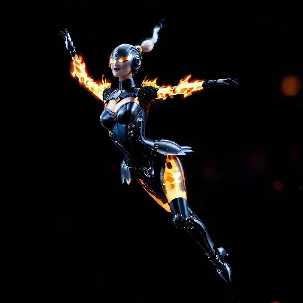  cybernetic robot a crystal ballerina dances the grand batman in a flame of liquid glass. . android, ai, machine, metal, wires, tech, futuristic, highly detailed, civitai, hkmagic