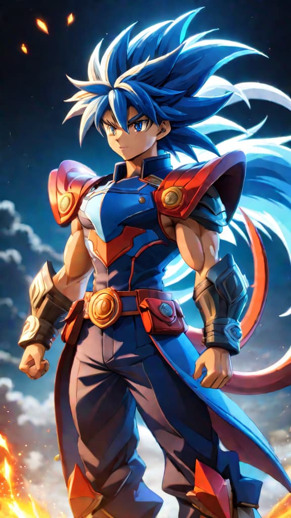  anime art of tyson's dragoon from beyblade season 1, a fierce blue dragon symbolizing fiery spirit and determination hyperrealistic, full body, detailed clothing, highly detailed, cinematic lighting, stunningly beautiful, intricate, sharp focus, f/1. 8, 85mm, (centered image composition), (professionally color graded), ((bright soft diffused light)), volumetric fog, trending on instagram, trending on tumblr, HDR 4K, 8K