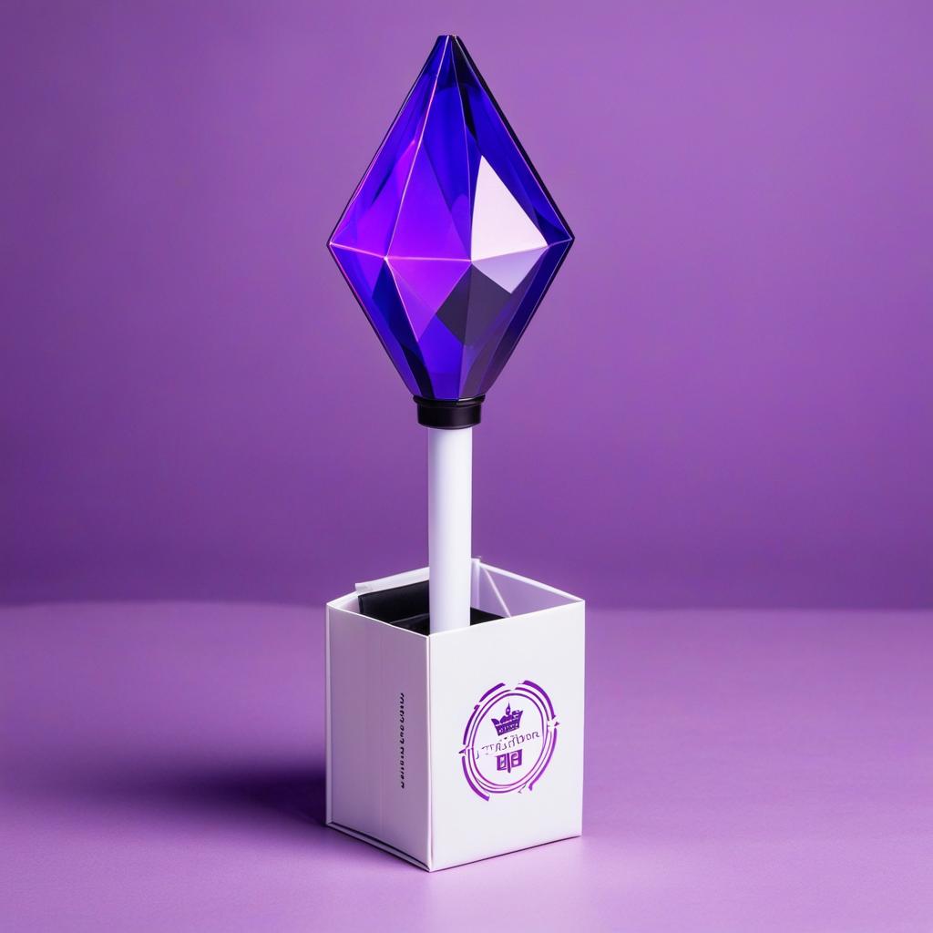  kpop gem top long lightstick dark purple concept with a box