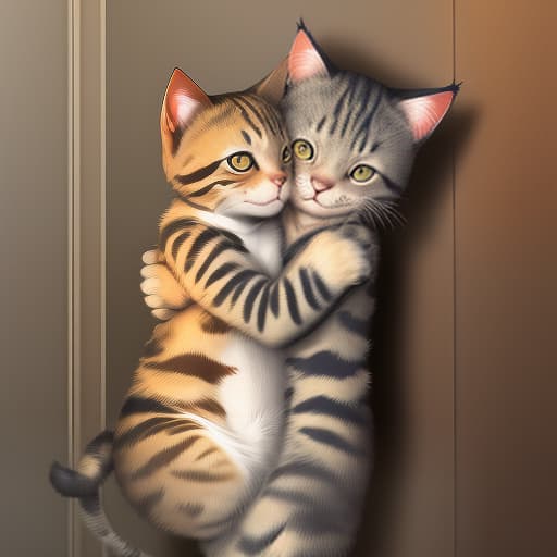  cats are funny hugging