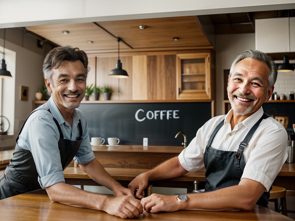  cafe counter, with elbows on the desk, men in their 50s, smiles like shy, masterpiece, best quality,8k,ultra detailed,high resolution,an extremely delicate and beautiful,hyper detail