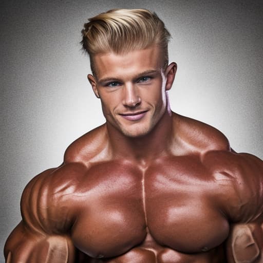 portrait+ style IFBB star bodybuilder queer blonde hunk dude face