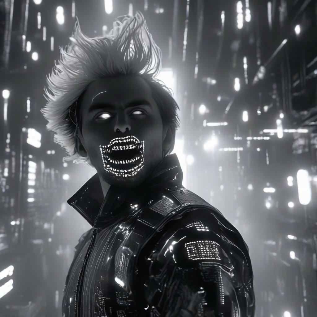  a black and white picture of a man with his mouth open, phonk album cover, by grytė pintukaitė, grunged up, unbearable anxiety, underground party, persephone, merged, breakdown, displacement, glowneon hyperrealistic, full body, detailed clothing, highly detailed, cinematic lighting, stunningly beautiful, intricate, sharp focus, f/1. 8, 85mm, (centered image composition), (professionally color graded), ((bright soft diffused light)), volumetric fog, trending on instagram, trending on tumblr, HDR 4K, 8K