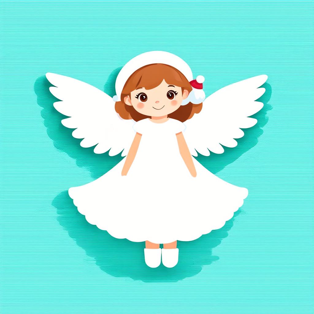  flat illustration, flaticon, (illustration:1.15), minimalist vector art cute christmas angel on solid white background, pastel shades , [cory loftis, strobist, pascal campion :: 0.2]