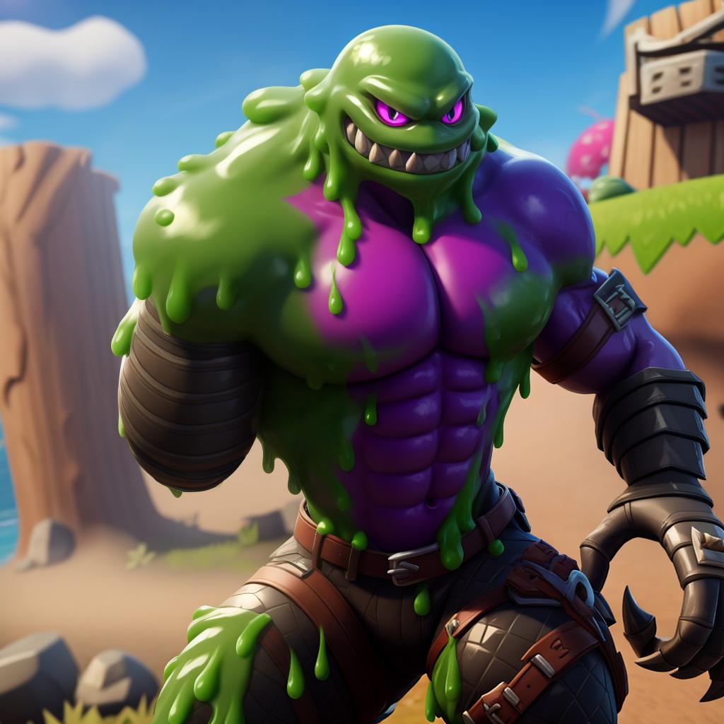  Evil Slime monster (fortnite), full body, open eyes, masterpiece, 4k, fine details,