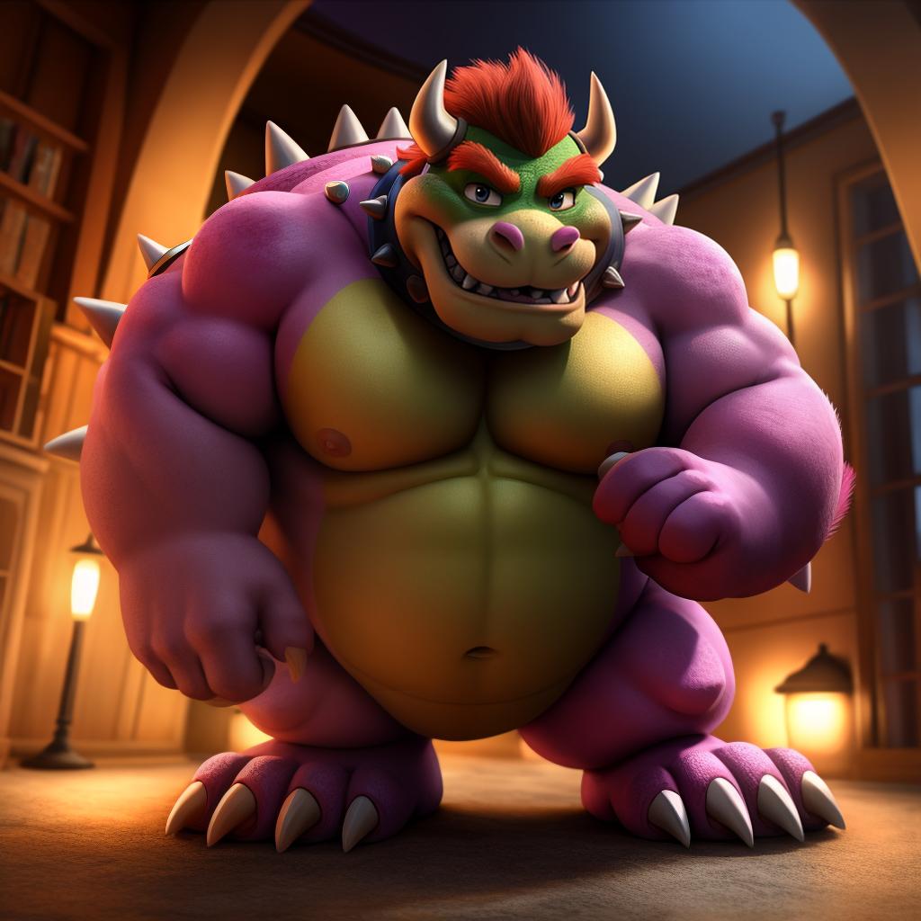  Bowser (monsters inc), full body, gay, open eyes, masterpiece, 4k, fine details,