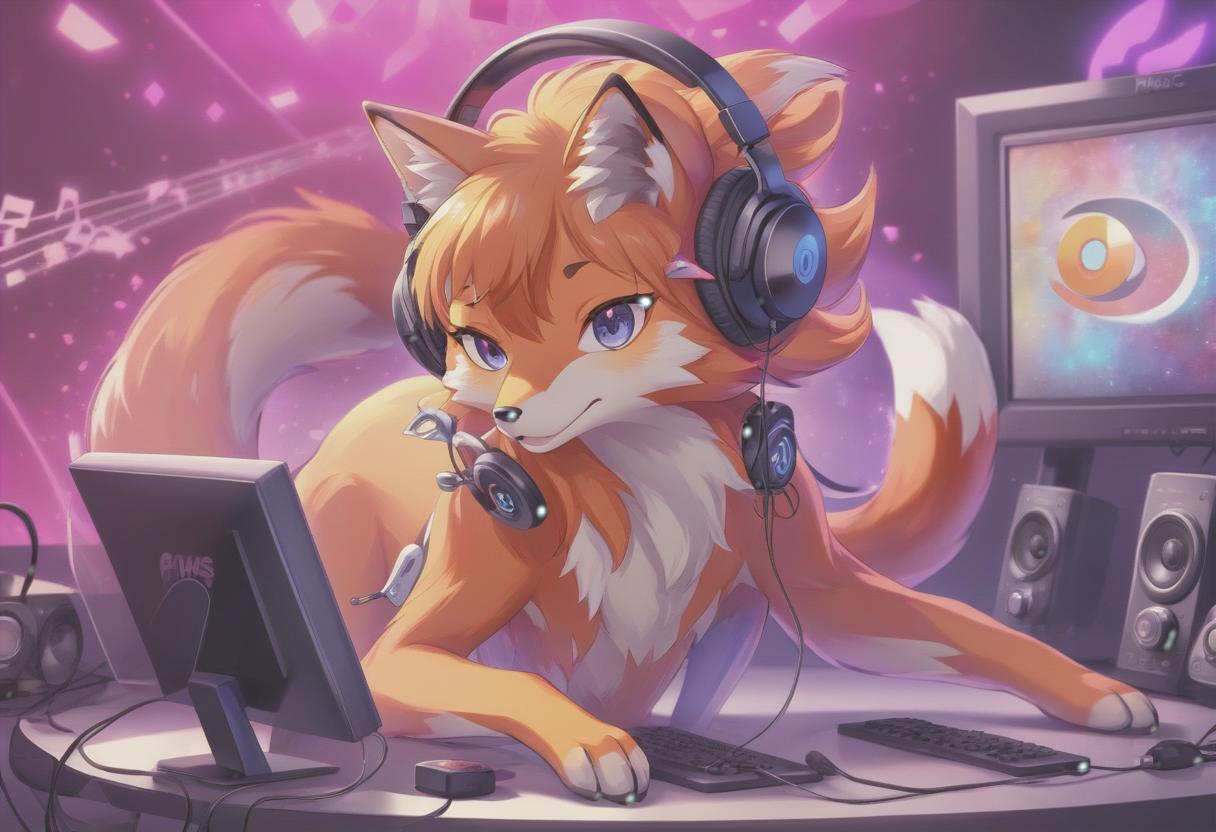  anime artwork internet radio logo, fox . anime style, key visual, vibrant, studio anime, highly detailed, hkmagic