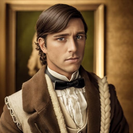 portrait+ style historical TV series actor queer brunette hunk dude face