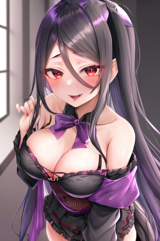  black lingerie,(kyoka:1.3), (masterpiece), (highest quality), (intricate), (high detail),(vampire:1.2), dark hair, masterpiece, best quality, high quality, solo