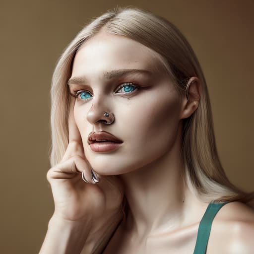 portrait+ style Russian LGBT queer fashion model blonde female face