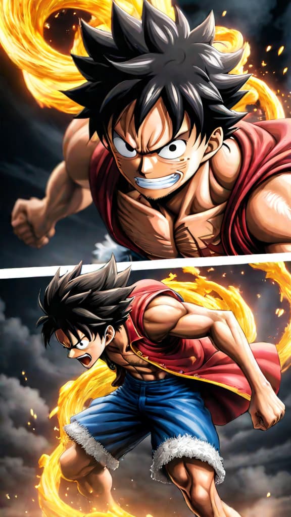  create an anime art of monkey d. luffy's gear 5 transformation, blending rubber abilities with mythical properties. hyperrealistic, full body, detailed clothing, highly detailed, cinematic lighting, stunningly beautiful, intricate, sharp focus, f/1. 8, 85mm, (centered image composition), (professionally color graded), ((bright soft diffused light)), volumetric fog, trending on instagram, trending on tumblr, HDR 4K, 8K