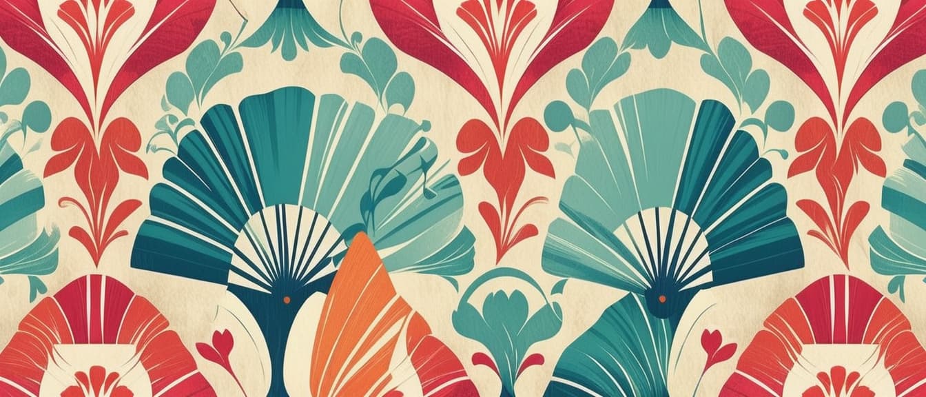  Fan shaped floral pattern texture graphic and modern colorful wallpaper