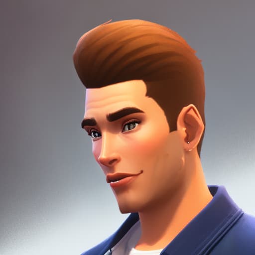 portrait+ style Sims 4 queer brunette hunk dude face