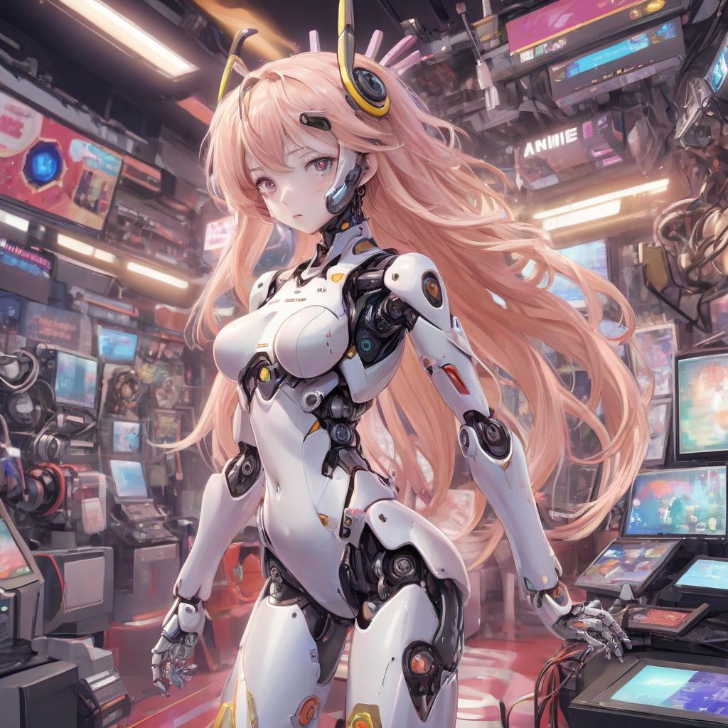  anime artwork pretty girl robot b ba boop 3000, she has all the information about games . anime style, key visual, vibrant, studio anime, highly detailed