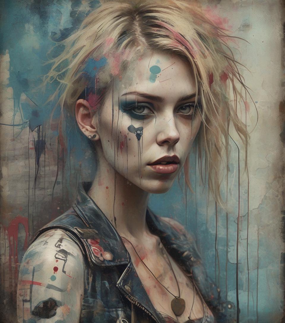  grunge style like a painting art in the style by greg land, detail and aesthetic composition deep breath pro style intricated enchanting art . textured, distressed, vintage, edgy, punk rock vibe, dirty, noisy