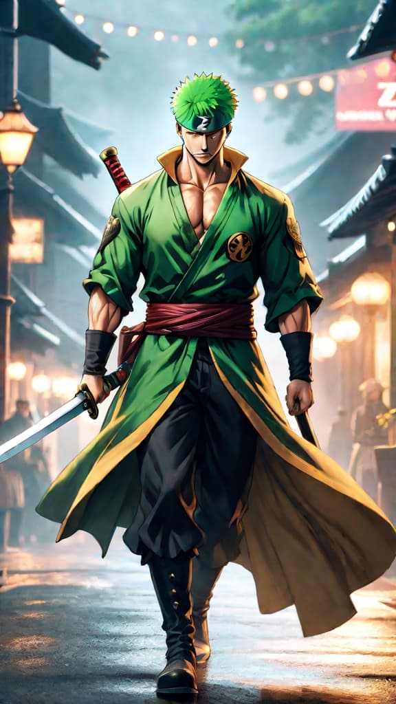  anime art of zoro uncovering rare techniques linked to the legendary sword's guardians. hyperrealistic, full body, detailed clothing, highly detailed, cinematic lighting, stunningly beautiful, intricate, sharp focus, f/1. 8, 85mm, (centered image composition), (professionally color graded), ((bright soft diffused light)), volumetric fog, trending on instagram, trending on tumblr, HDR 4K, 8K