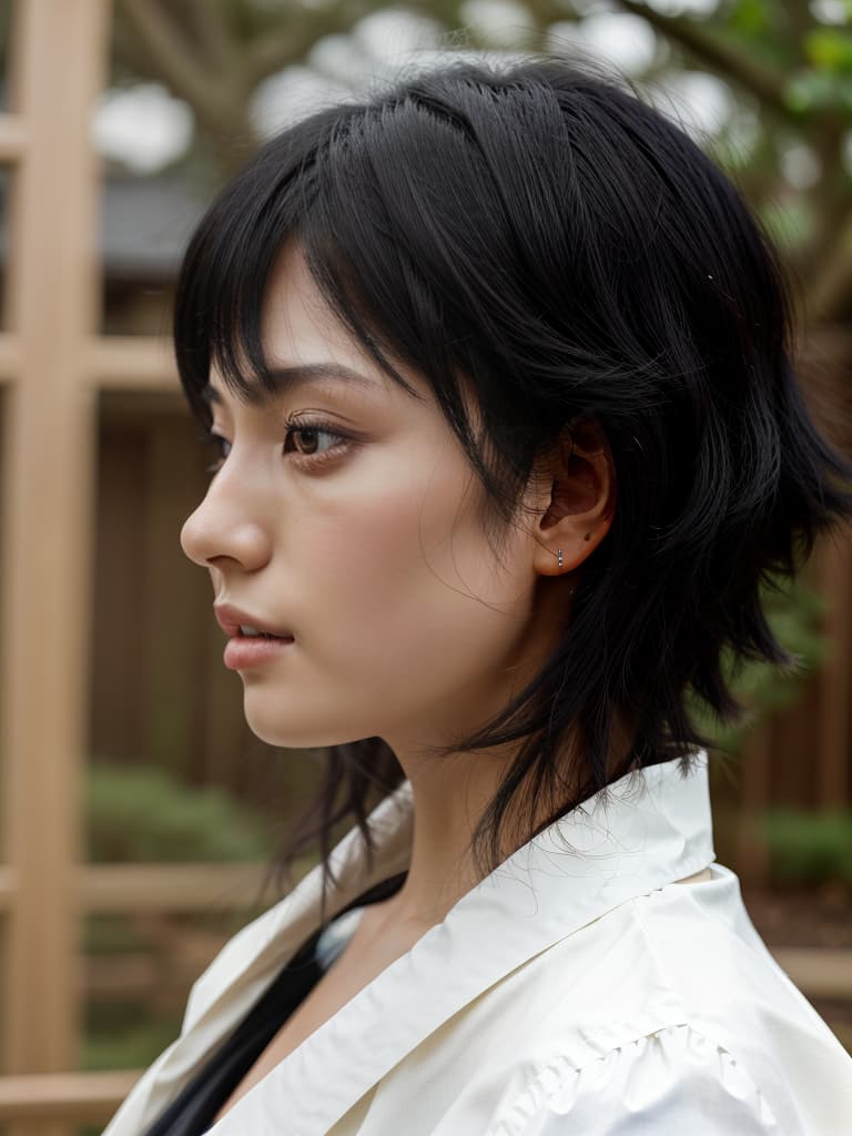  black hair, shortcut, profile, japanese, masterpiece, best quality,8k,ultra detailed,high resolution,an extremely delicate and beautiful,hyper detail