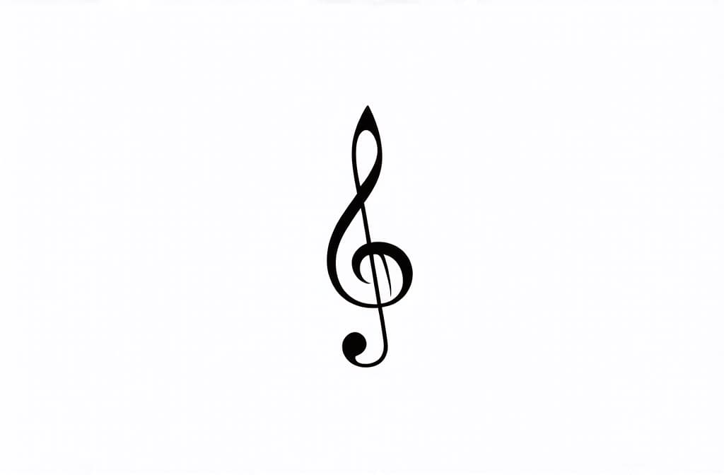  contour, very simple image in one unbroken black ink line, single line of treble clef, engraving illustration, icon isolated on white ar 3:2 using a single continuous black line ink brushon white background, drawing should be created without lifting the pen, recognizable features of treble clef, engraving illustration, icon isolated on white ar 3:2 in one unbroken line