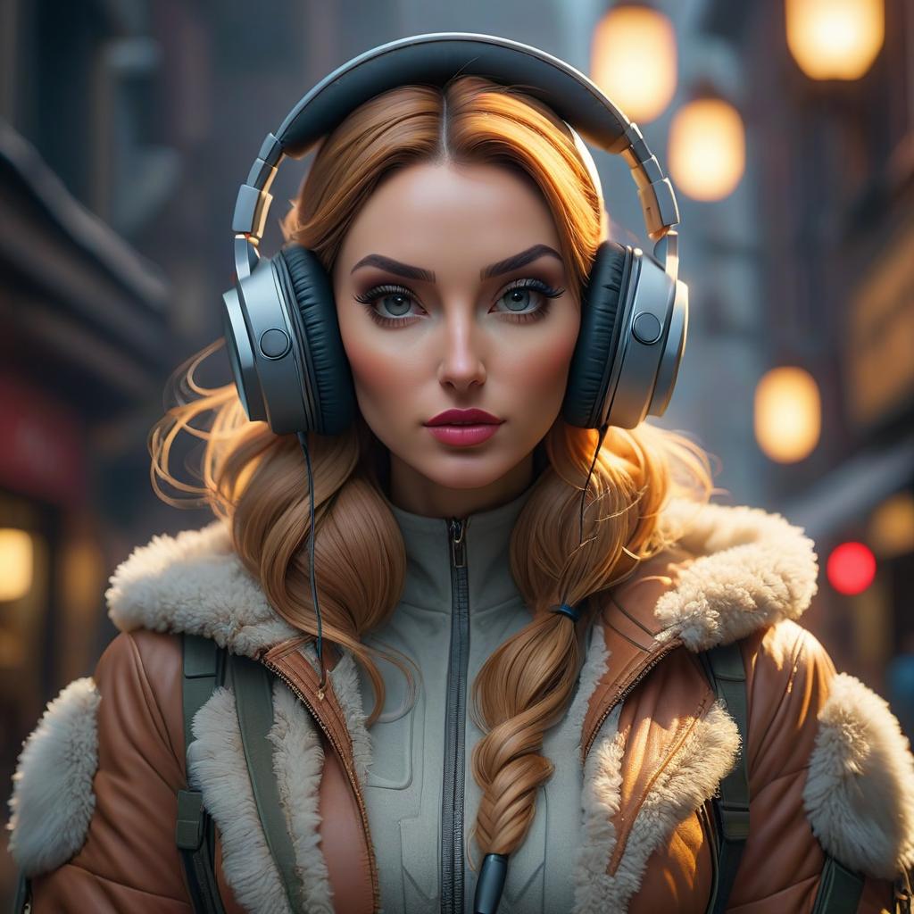  alix vance wearing headphones hyperrealistic, full body, detailed clothing, highly detailed, cinematic lighting, stunningly beautiful, intricate, sharp focus, f/1. 8, 85mm, (centered image composition), (professionally color graded), ((bright soft diffused light)), volumetric fog, trending on instagram, trending on tumblr, HDR 4K, 8K