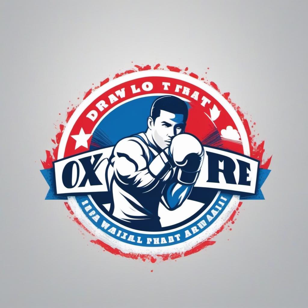  Draw a logo for OXXFIRE, a company that sells wholesale boxing and martial arts products. The colors are white, blue and red.