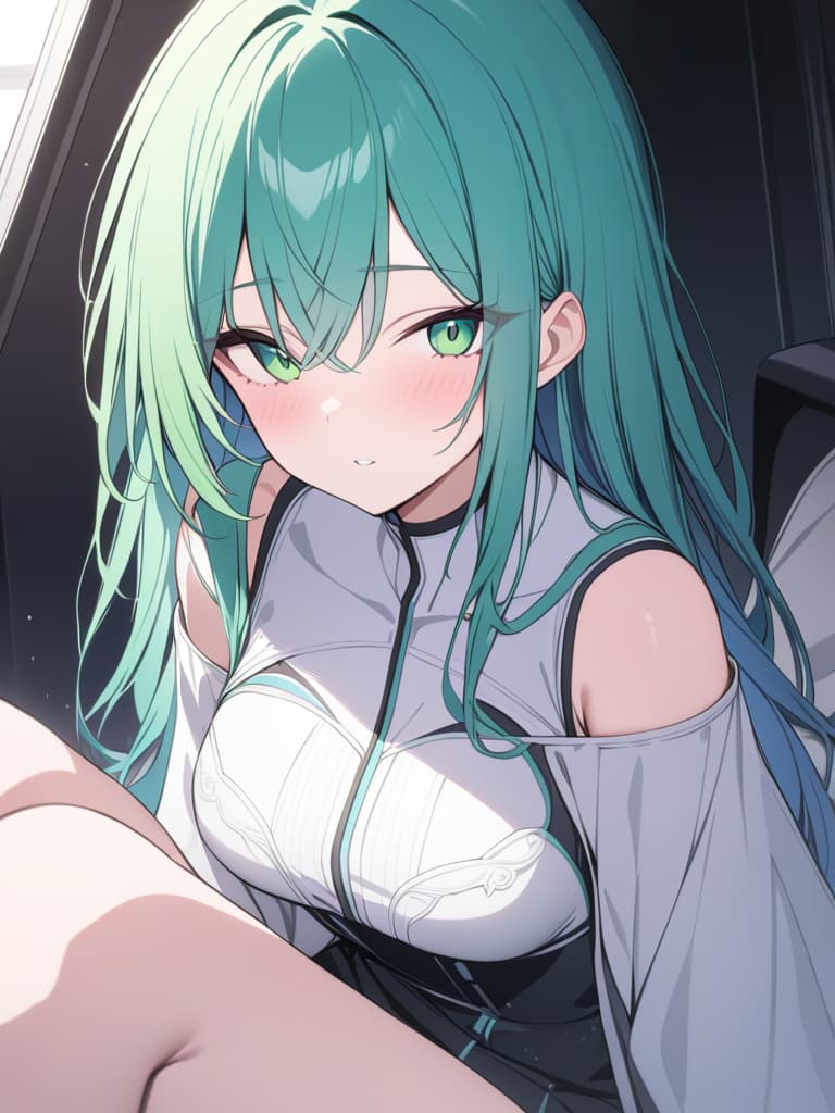  black and green hair, masterpiece, best quality,8k,ultra detailed,high resolution,an extremely delicate and beautiful,hyper detail