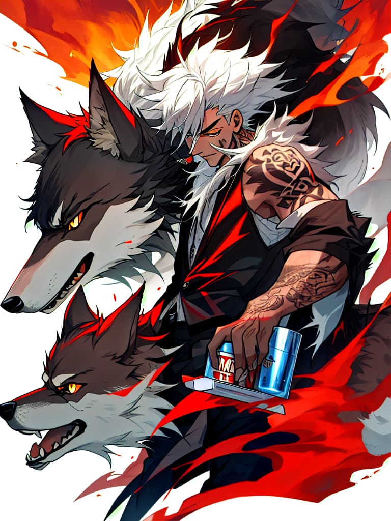  boys, alcohol, tobacco, tattoo, hairstyle semi long wolf