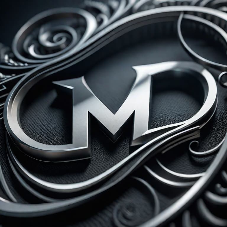  3d logo of the word martapeace. word art interlaces into letter m. combine letter m with the word ‚art’ italic font. black and white. logo presents the combination of m with art. make it ultra high quality; word, logo, 3d. translucent glow, ultra detailed, 8k. masterpiece, trending on artstation, sharp focus, intricate details, highly detailed, hyperrealistic, full body, detailed clothing, highly detailed, cinematic lighting, stunningly beautiful, intricate, sharp focus, f/1. 8, 85mm, (centered image composition), (professionally color graded), ((bright soft diffused light)), volumetric fog, trending on instagram, trending on tumblr, HDR 4K, 8K