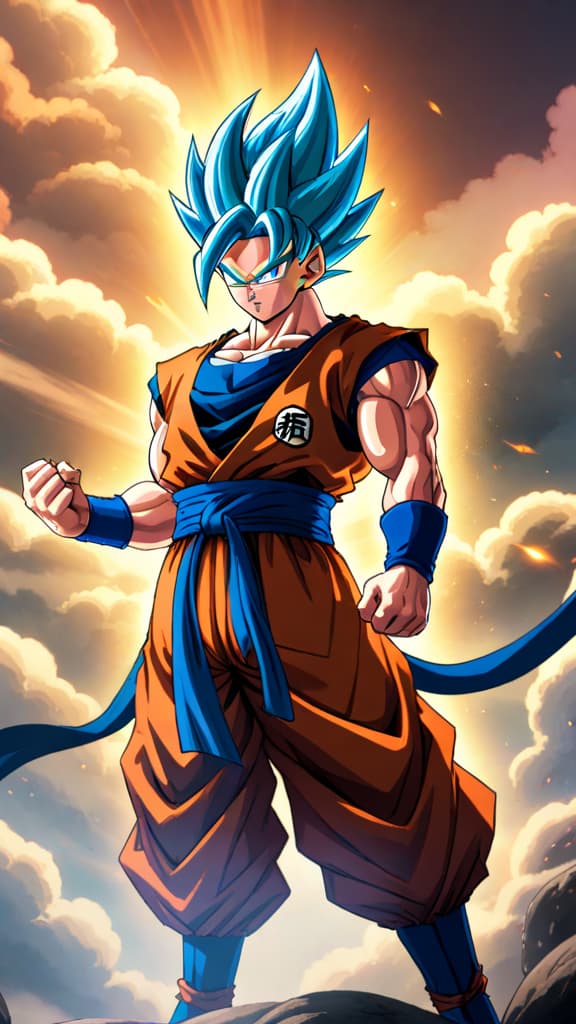  an anime art of vegito facing super buu in dragon ball z, showcasing overwhelming strength. hyperrealistic, full body, detailed clothing, highly detailed, cinematic lighting, stunningly beautiful, intricate, sharp focus, f/1. 8, 85mm, (centered image composition), (professionally color graded), ((bright soft diffused light)), volumetric fog, trending on instagram, trending on tumblr, HDR 4K, 8K