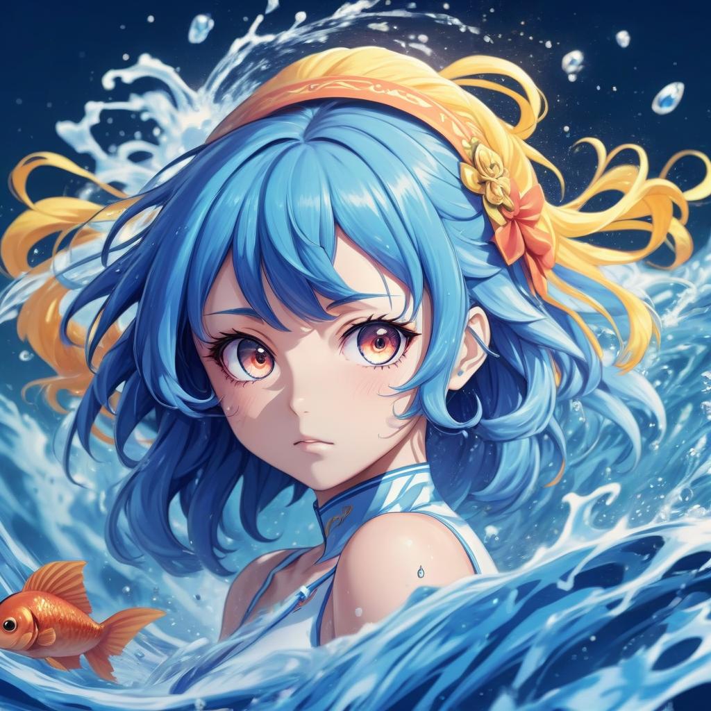  anime artwork girl the element of water . anime style, key visual, vibrant, studio anime, highly detailed, sticker