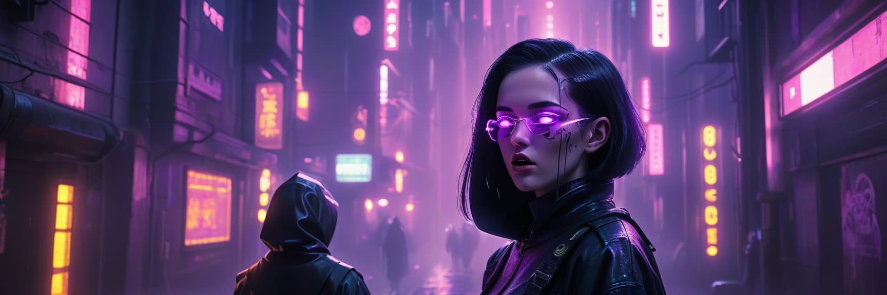  cyberpunk cityscape young , center, nun, purple halo, dark purple fire in the background, protruding tongue, head overturned back, black pupils, game style . neon lights, dark alleys, skyscrs, futuristic, vint colors, high contrast, highly detailed, glowneon