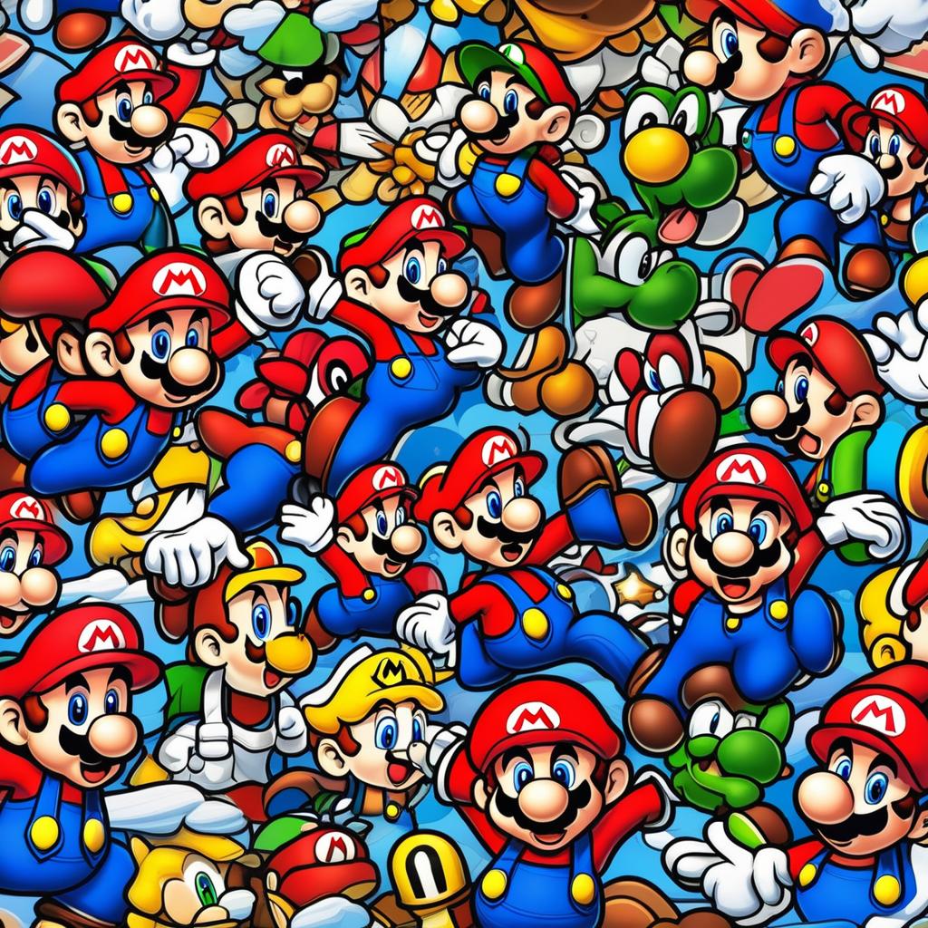  masterpiece, best quality,Mario style bed linen pillowcase bed