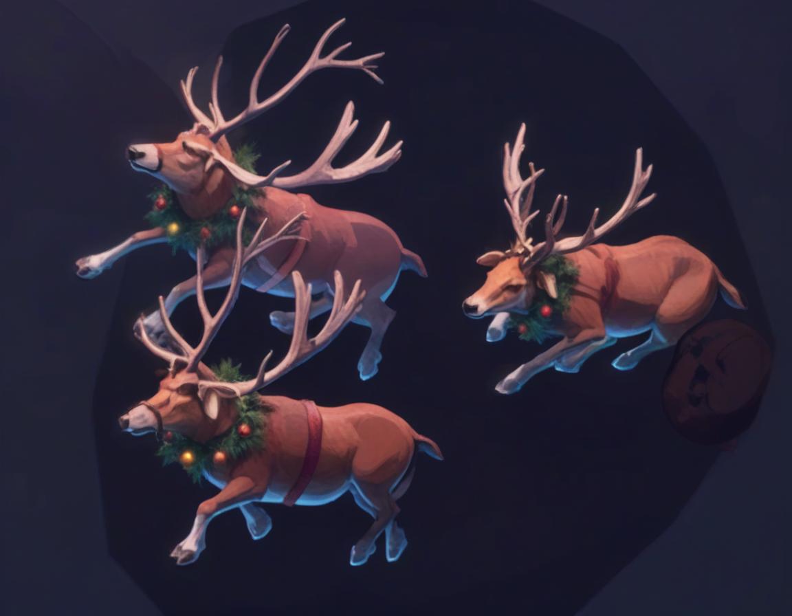  breathtaking christmas deers . award winning, professional, highly detailed, civitai