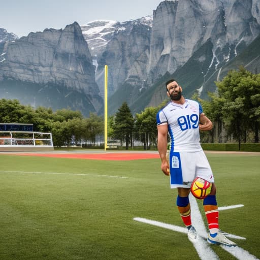 portrait+ style E FOOTBALL LEGENDS hyperrealistic, full body, detailed clothing, highly detailed, cinematic lighting, stunningly beautiful, intricate, sharp focus, f/1. 8, 85mm, (centered image composition), (professionally color graded), ((bright soft diffused light)), volumetric fog, trending on instagram, trending on tumblr, HDR 4K, 8K