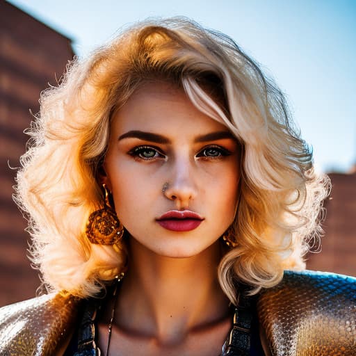 portrait+ style Russian LGBT queer superstar blonde female face