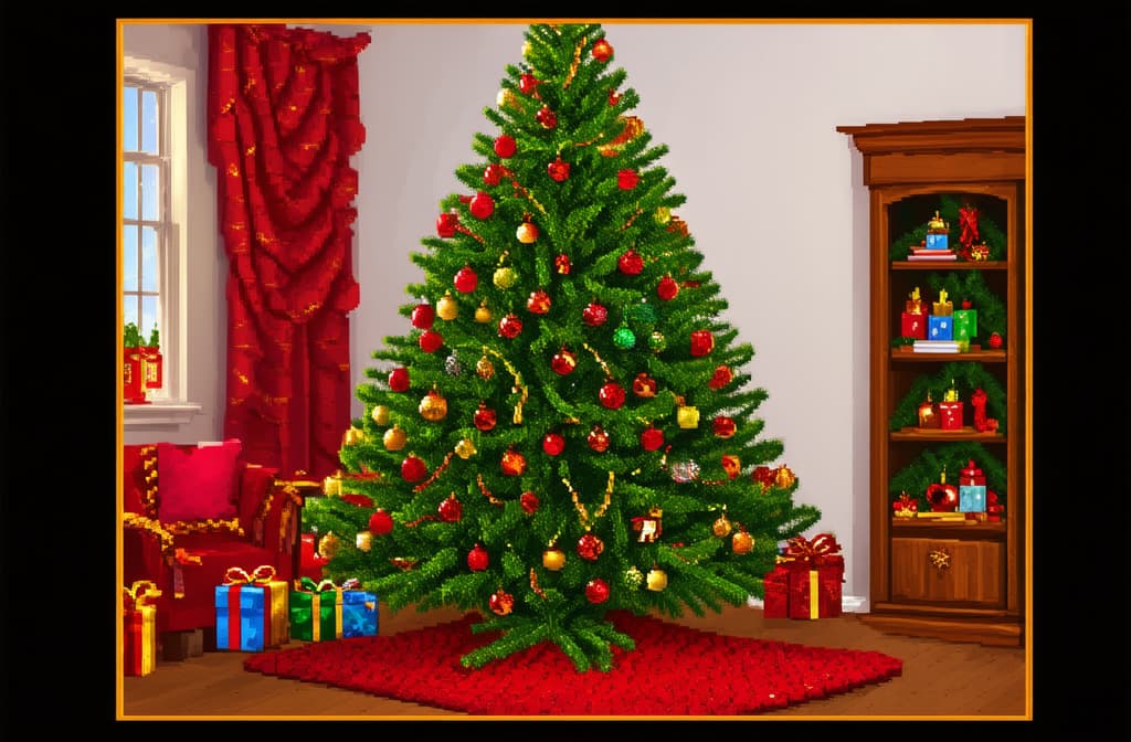  christmas tree, cozy evening ar 3:2 {prompt}, maximum details