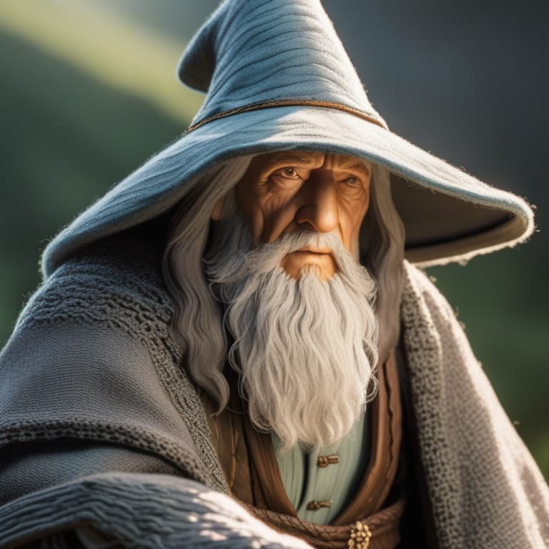  gandalf hyperrealistic, full body, detailed clothing, highly detailed, cinematic lighting, stunningly beautiful, intricate, sharp focus, f/1. 8, 85mm, (centered image composition), (professionally color graded), ((bright soft diffused light)), volumetric fog, trending on instagram, trending on tumblr, HDR 4K, 8K