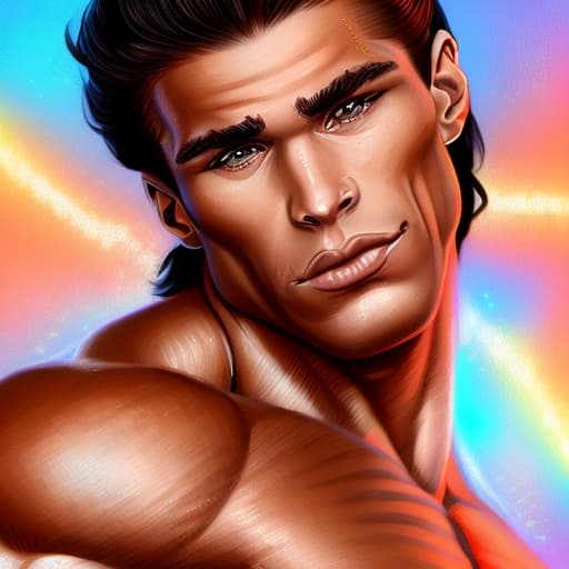 portrait+ style IFBB star bodybuilder queer brunette hunk dude face