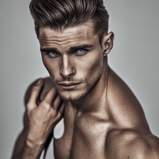 portrait+ style Czech Republic queer fitness model blonde hunk dude face