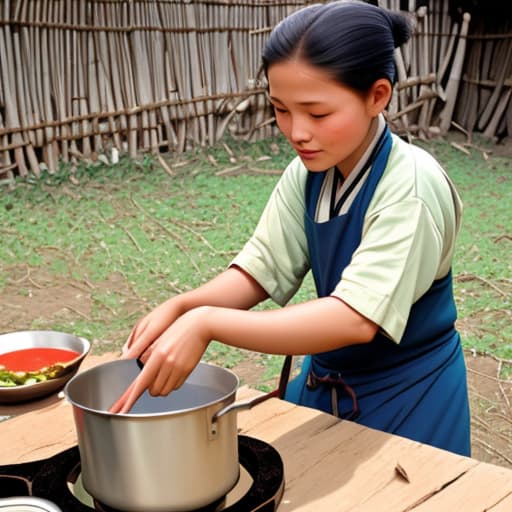  Village girl cooking