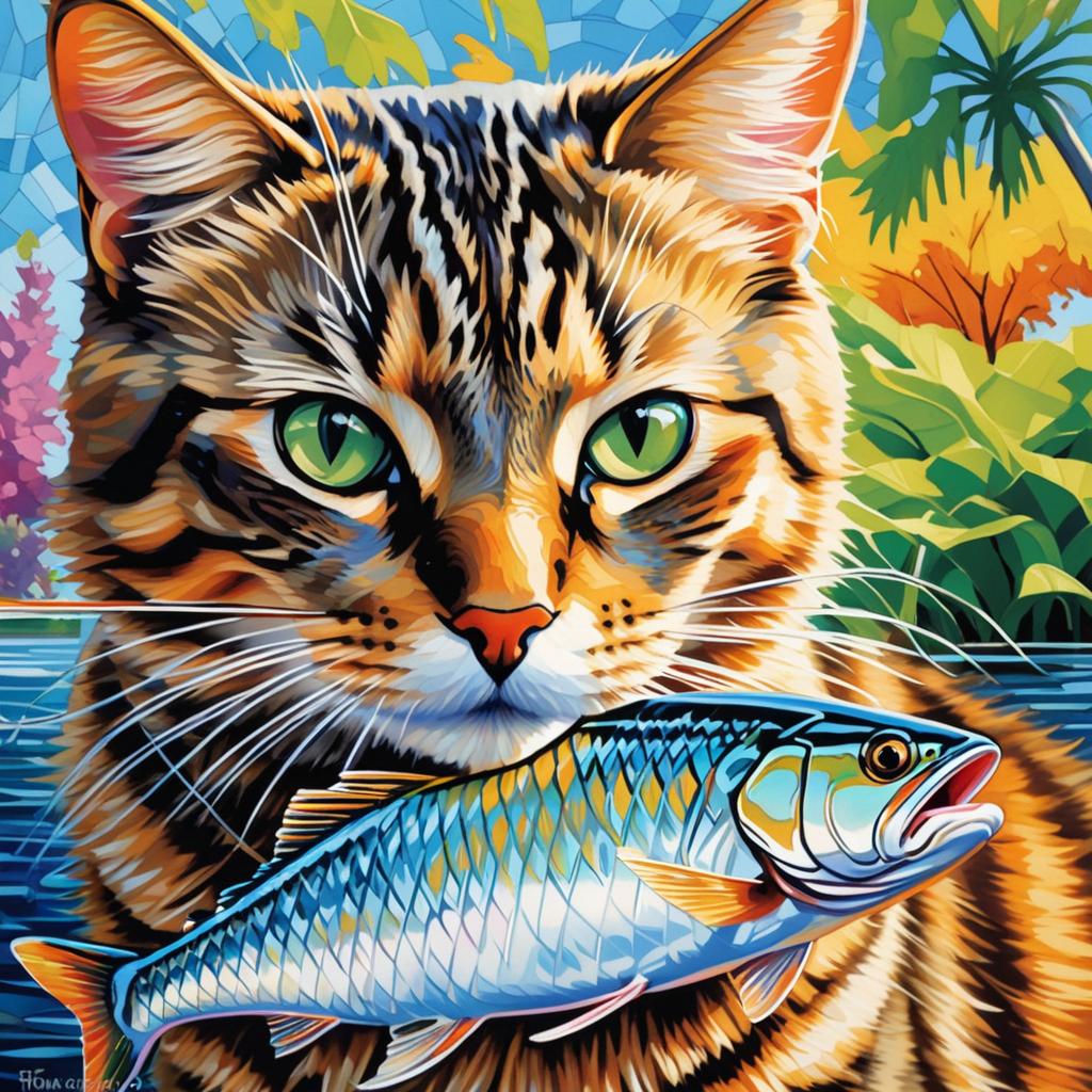  cats eat fish in the park, award winning, professional, highly detailed, masterpiece