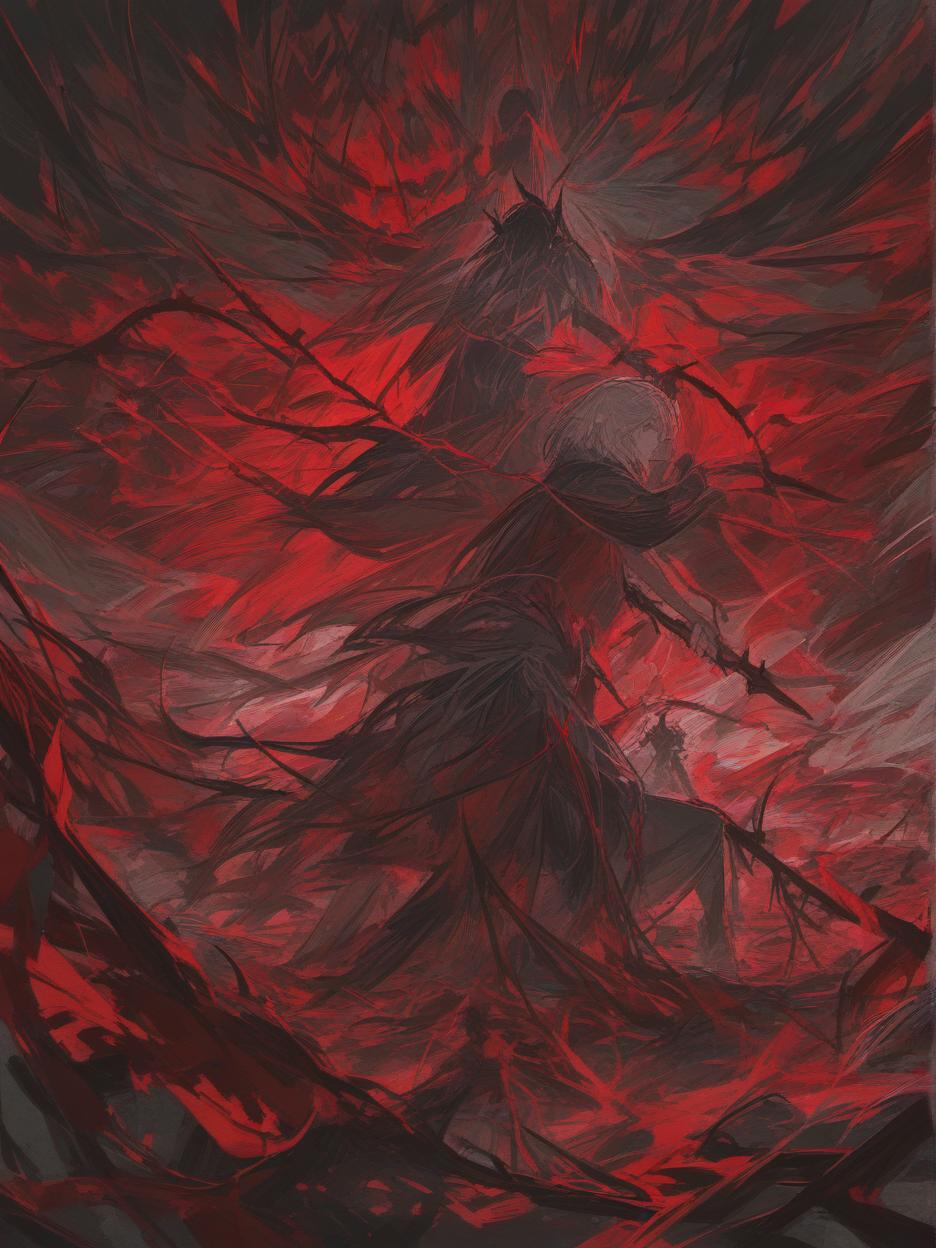  create for me a wall of blood with thorns surrounding adventurers . best quality, high resolution