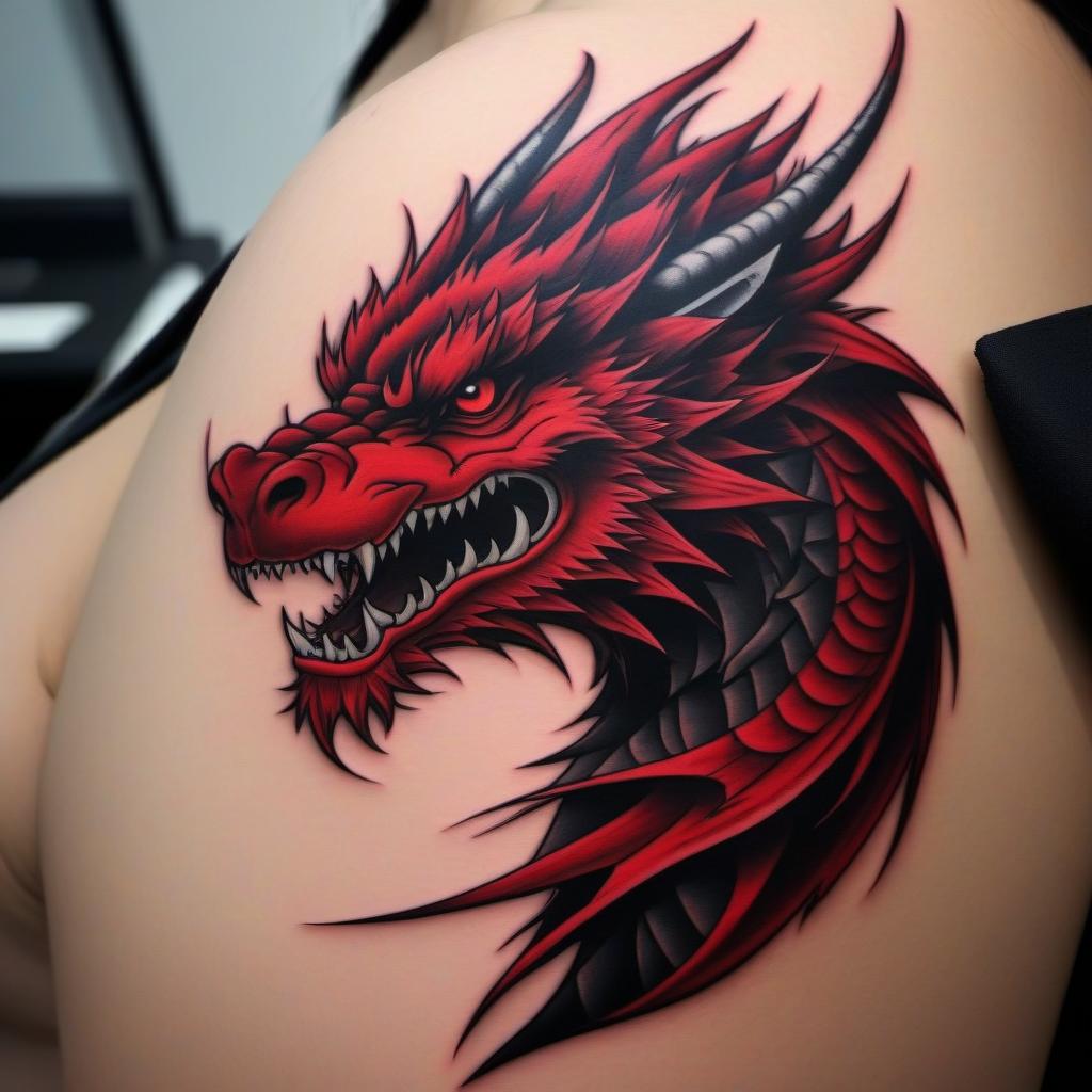  Red Fire Dragon Tattoo